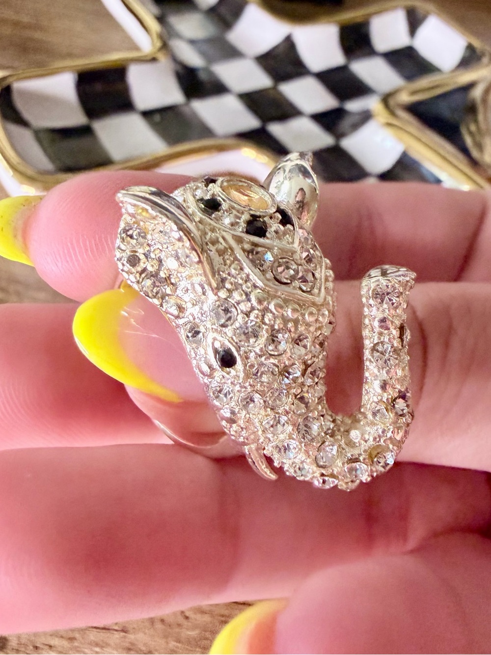 Sterling Silver CZ Elephant Statement Ring